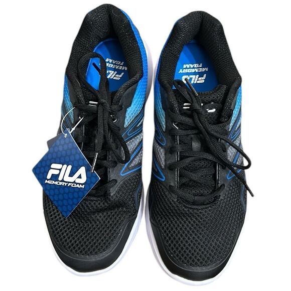 FILA Men's Running Shoe Size 9 Wide 4E Memory Panorama Black Blue Sneaker Laces - Picture 7 of 13